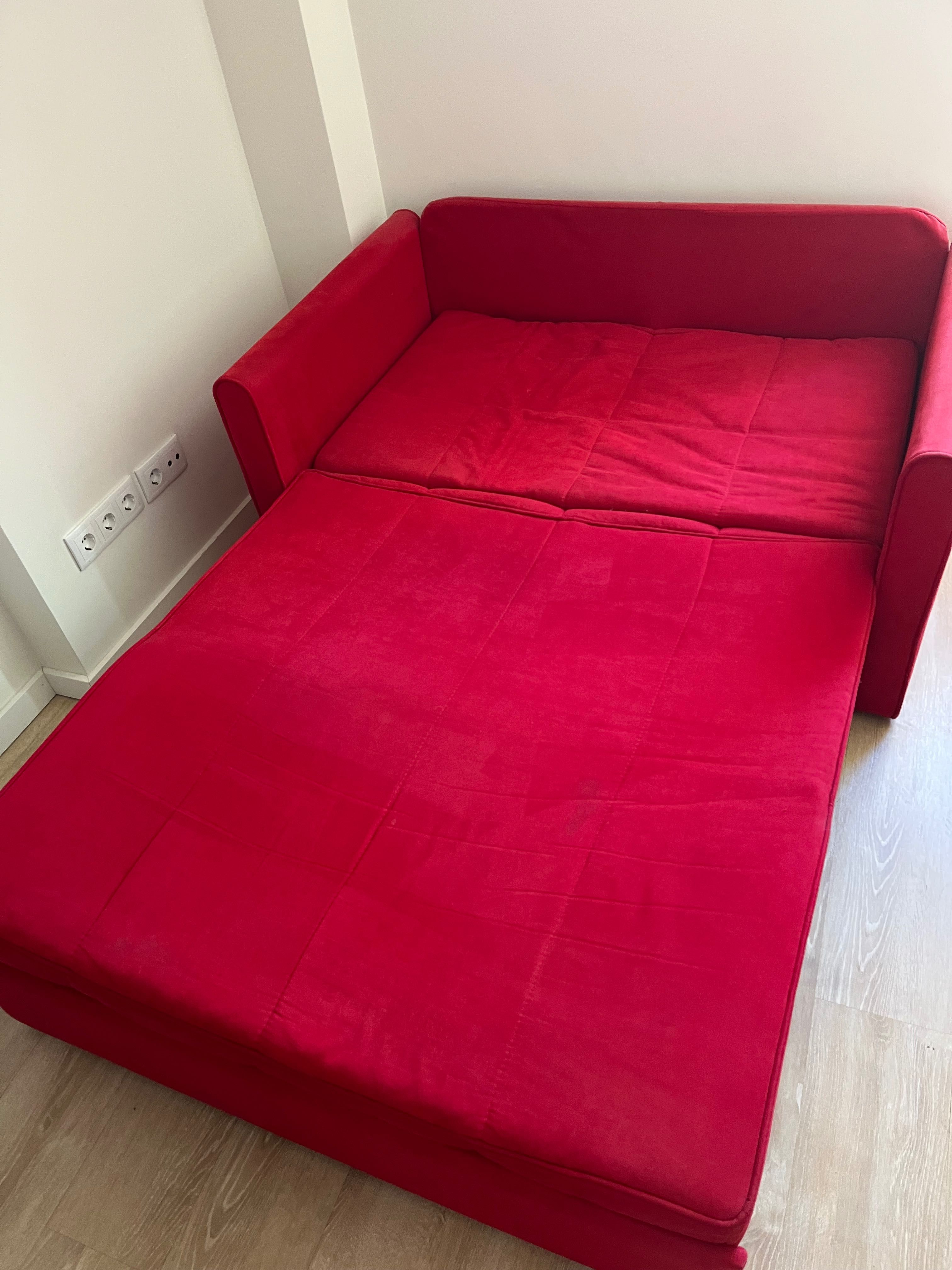 Sofá-cama vermelho 140cm