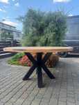 Stół /okrągły/ 150 cm/styl industrialny /drewno egzotyczne /metal