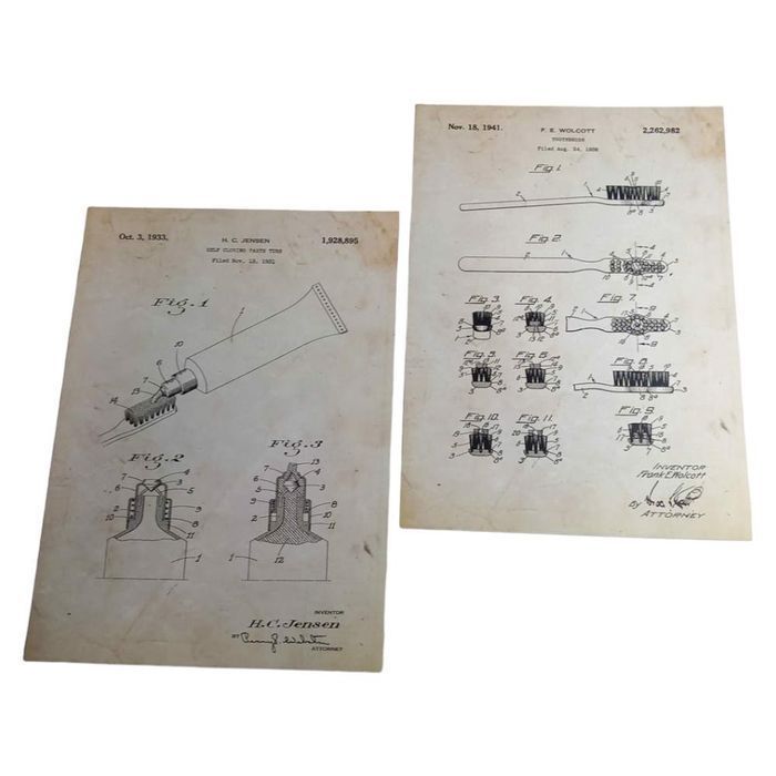 Plakat ilustracja szczoteczki do zębów Vintage 2sz