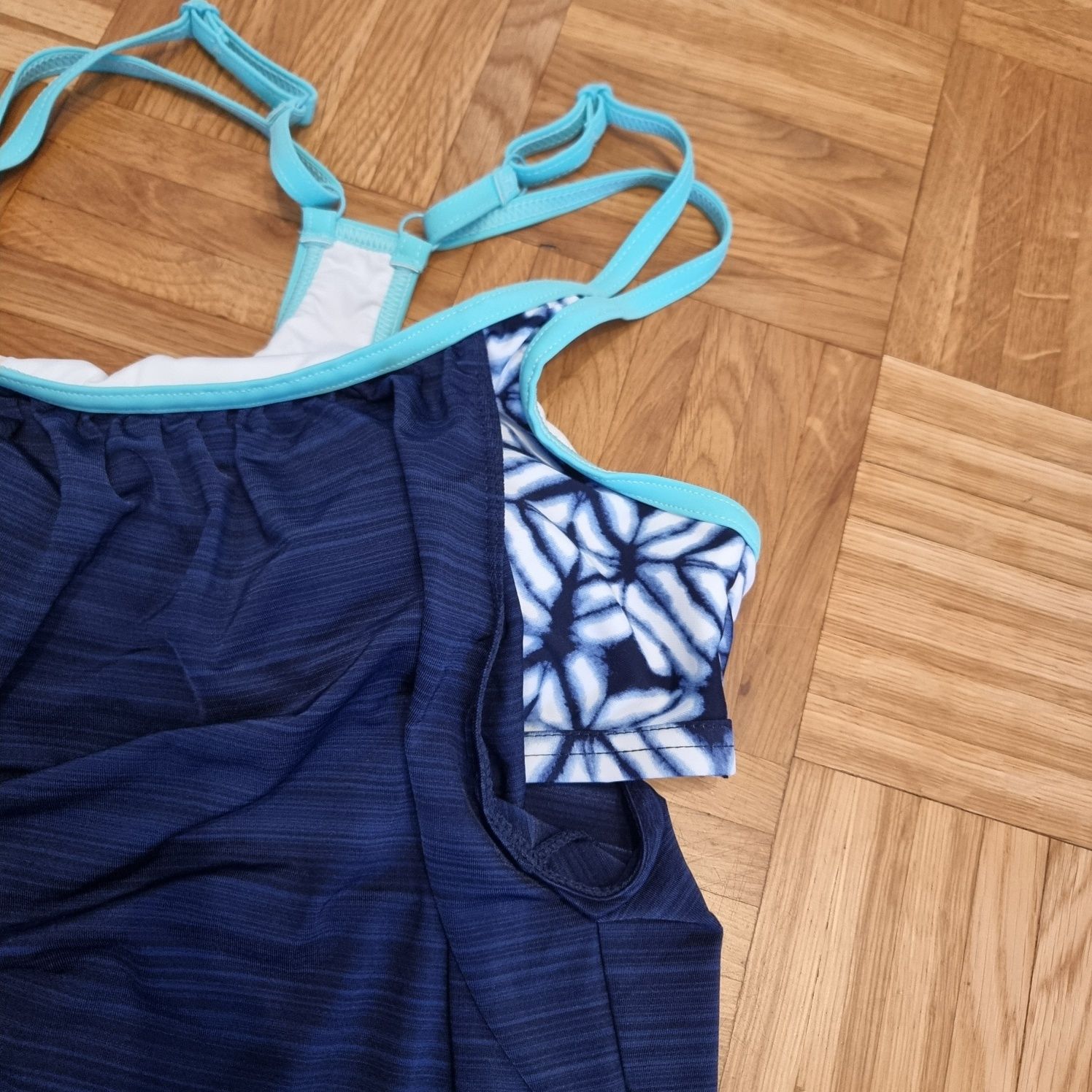 Strój kąpielowy dwuczęściowy tankini niebieski r.S