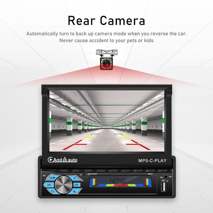 Rádio 1din 7" Retrátil (Automático) Bluetooth Touch Mirrorlink NOVO