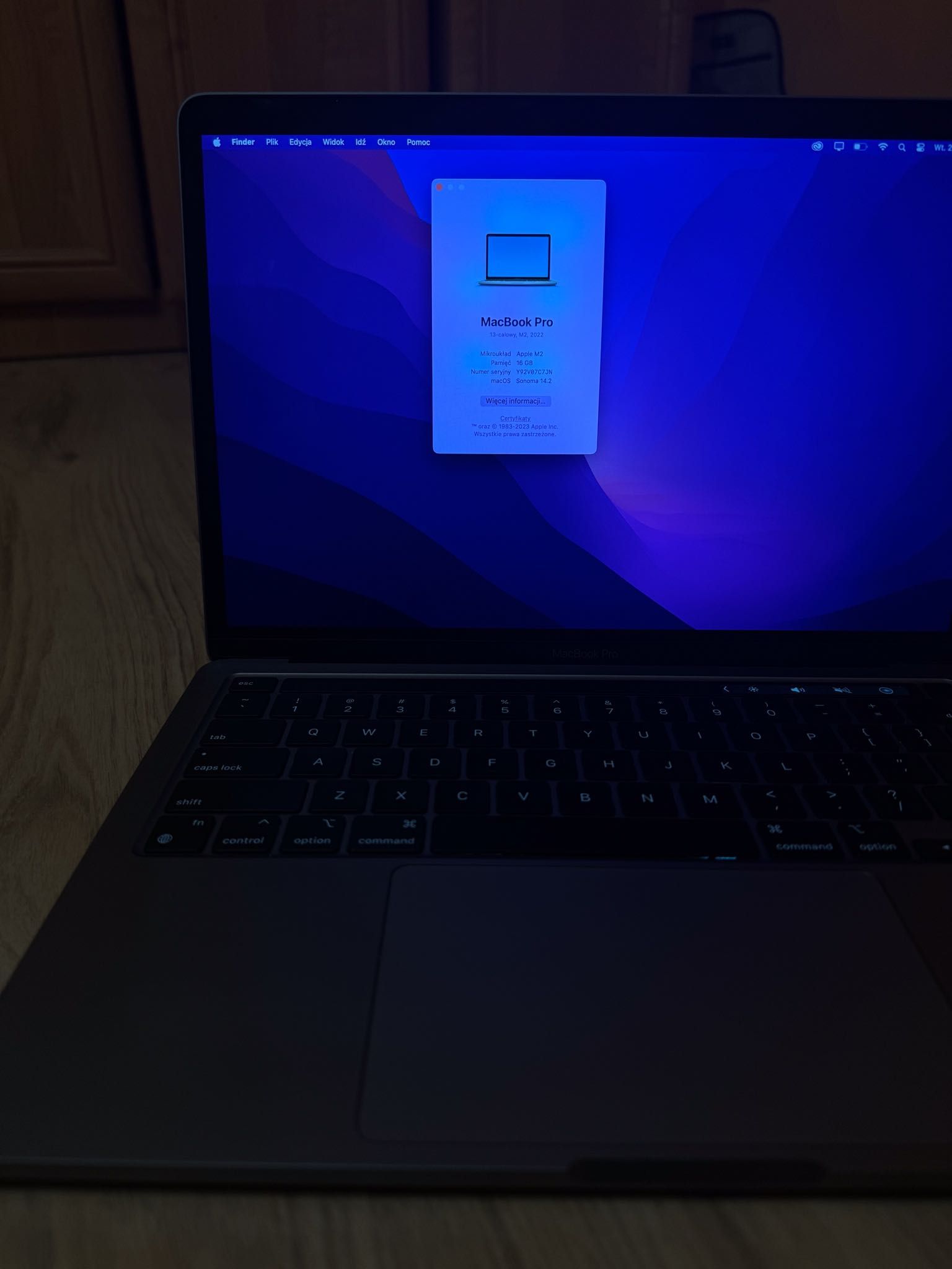 MacBook Pro 13 M2/16GB 512GB/ na gwarancji do 2028