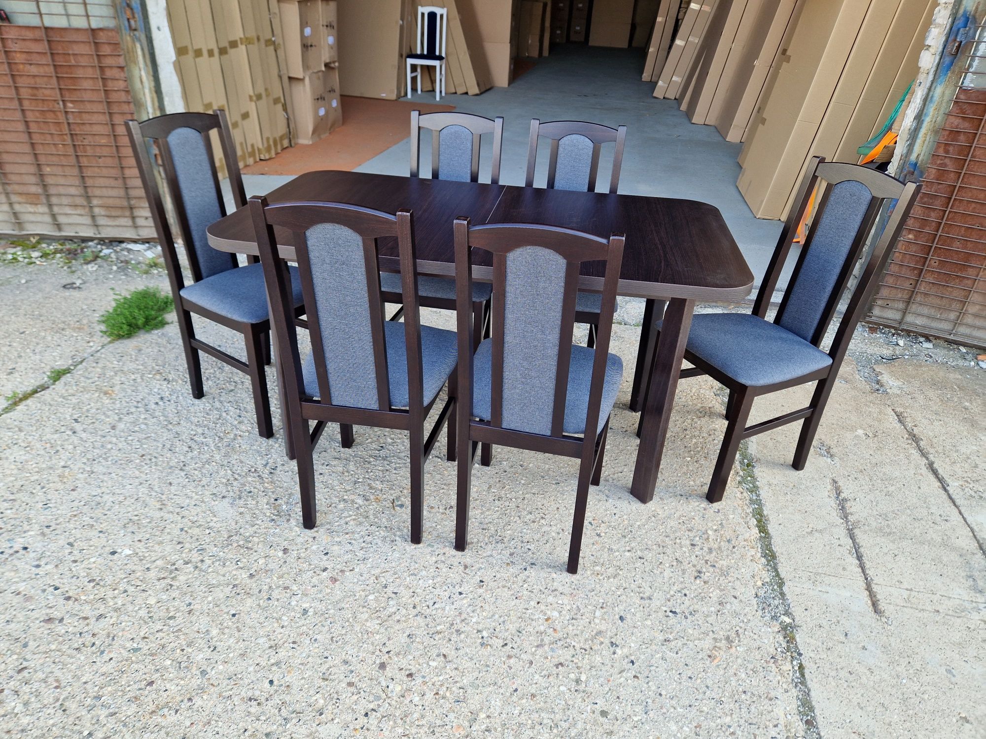 Nowe : Stół 80x140/180 + 6 krzeseł,  wenge + grafit , Dostawa PL