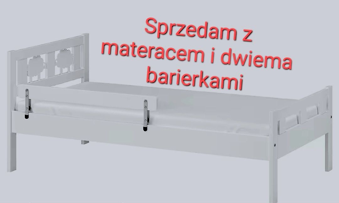 Łóżko IKEA KRITTER z materacem i barierkami