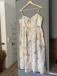 Lniana sukienka midi w stylu boho H&M