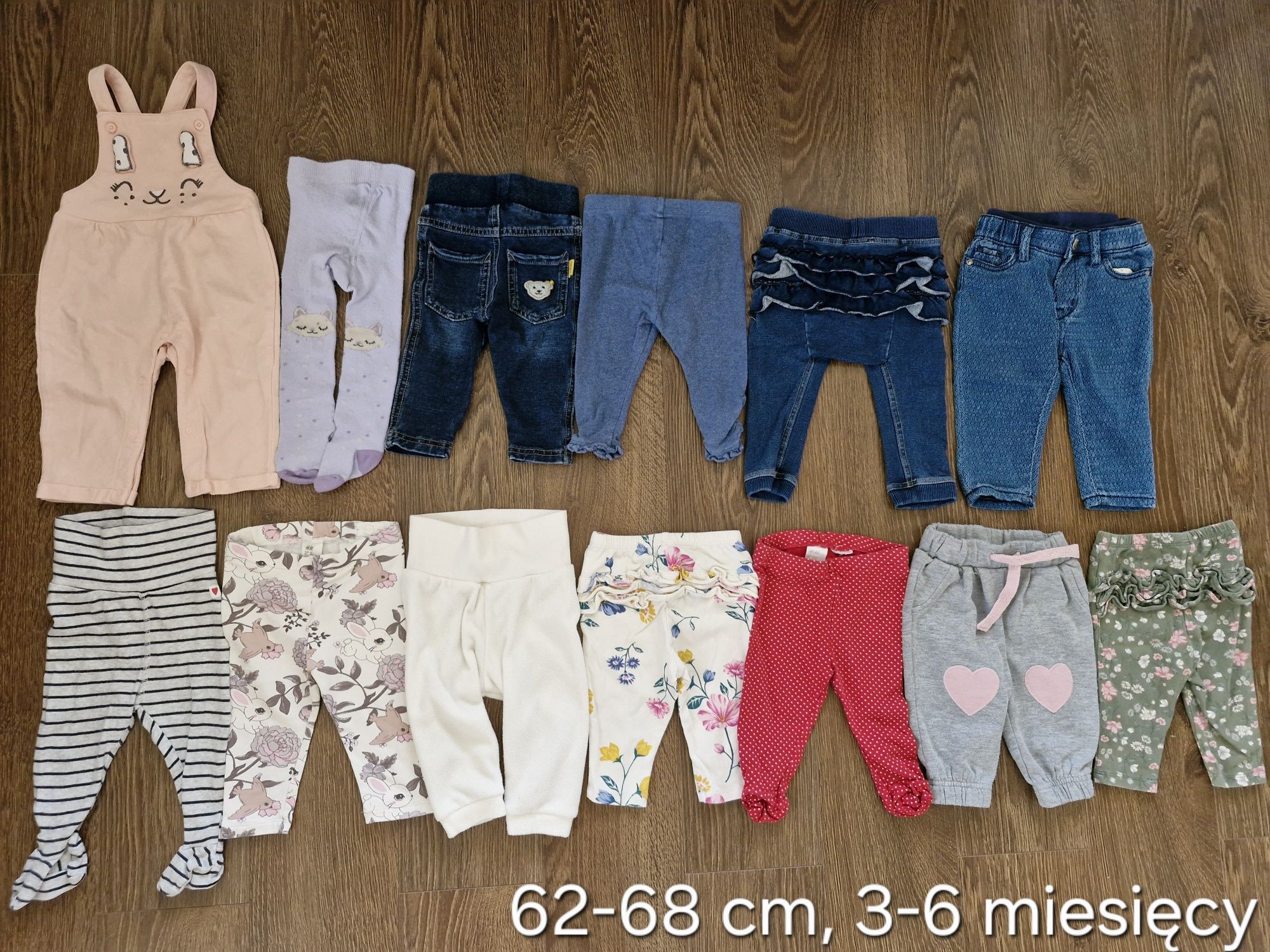 Zestaw paka ubranek pajace, body, spodnie na dziewczynkę 62-68 cm, 3-6
