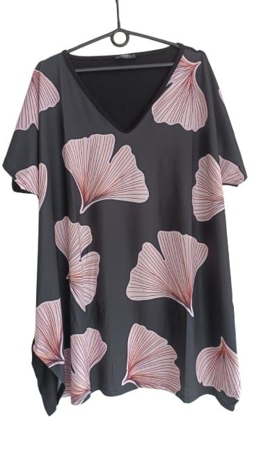 Bluzka, tunika plus size, asymetryczna, dekolt, 50/52/54/56