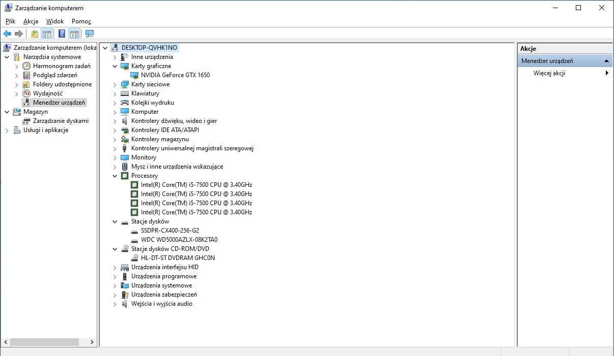 Komputer do gier | i5-7500 | GTX 1650 GDDR6 | 16GB | SSD + HDD | WiFi