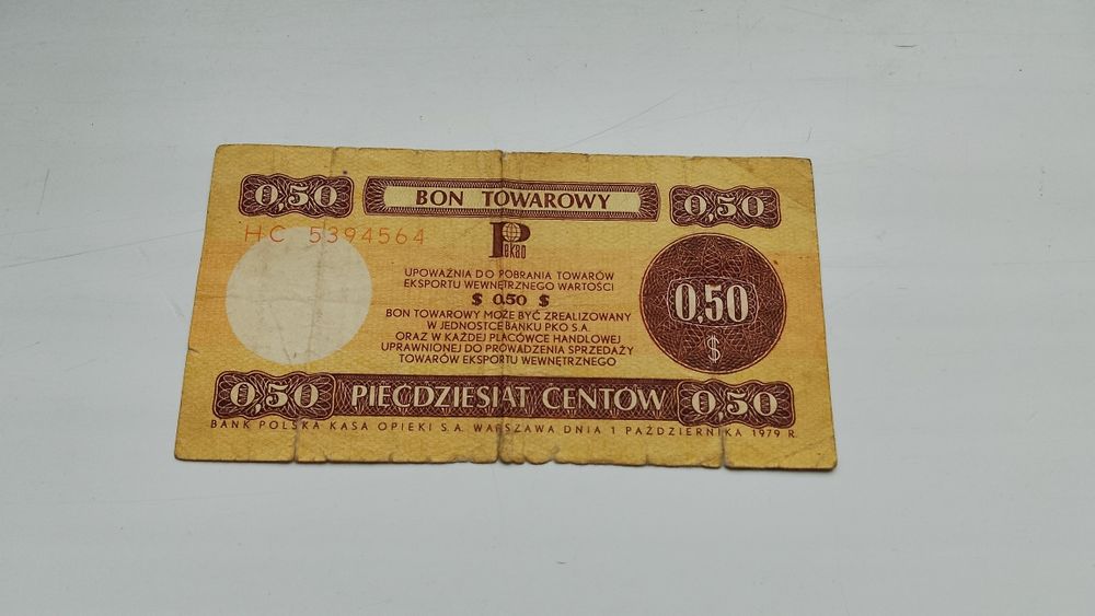 Banknot pięćdziesiąt centów
