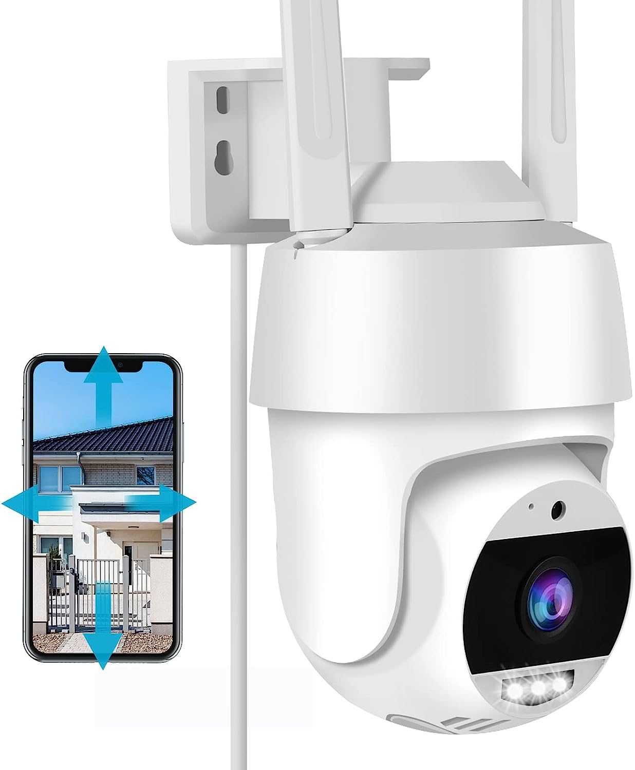 Zewnętrzna kamera bezpieczeństwa 2K — 4MP Kamera Wi-Fi z widokiem 360°