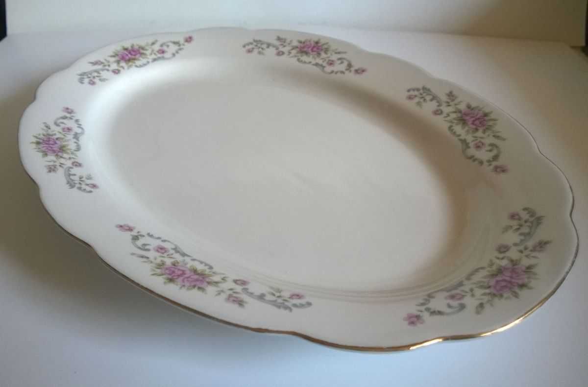 Mały półmisek owalny porcelana chińska 26 cm biały kwiaty