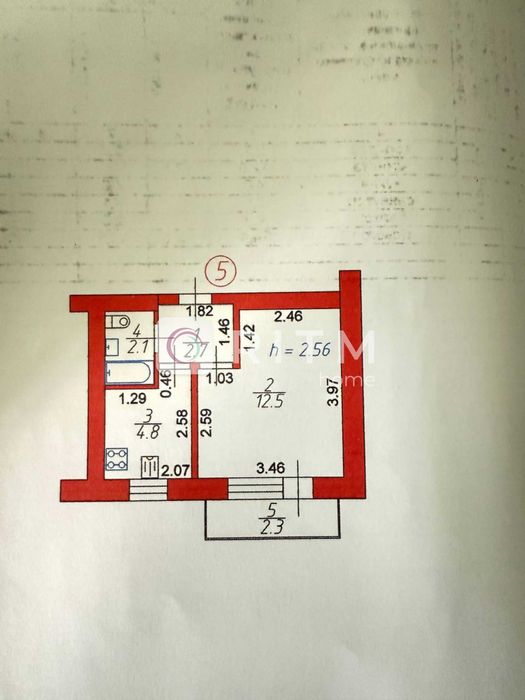 1-кімнатна квартира, 24 м² | Окремий вхід (можна під комерцію)