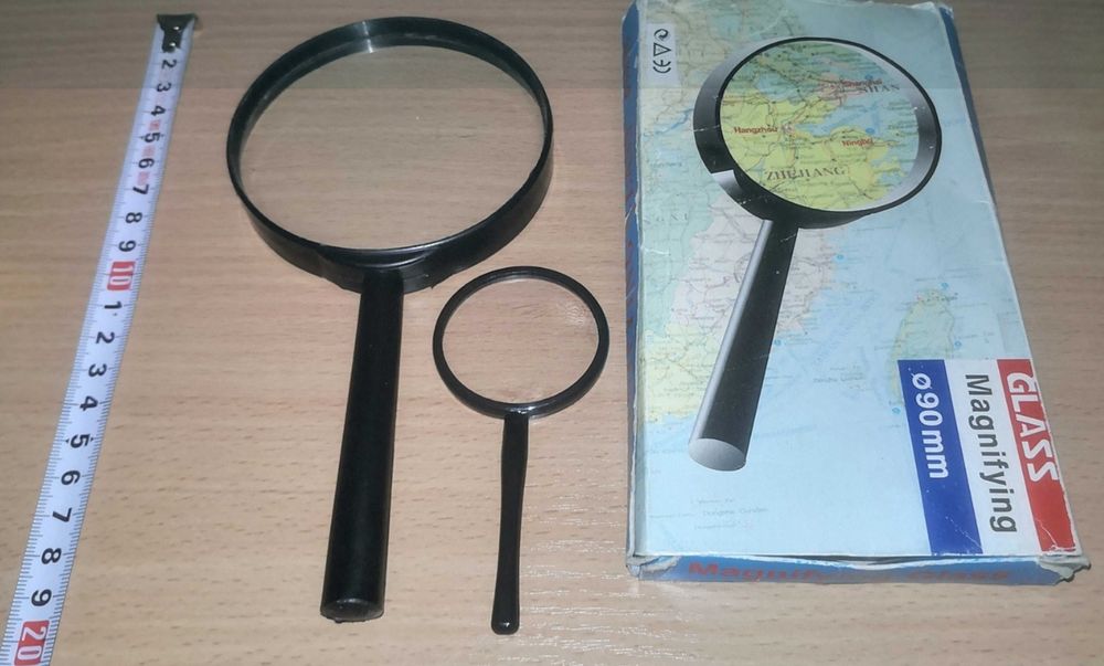 2 lupy szkło powiększające różne rozmiary