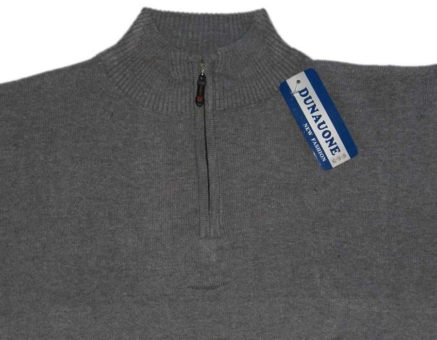 Duży męski SWETER swetr z zamkiem 4XL szer.130-140 cm SZARY nadwymiar