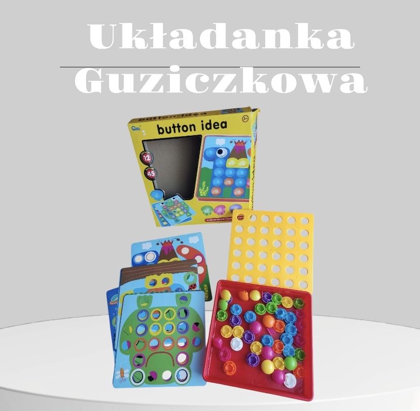 Gra planszowa zręcznościowa układanka guzikowa mozaika dla maluszków