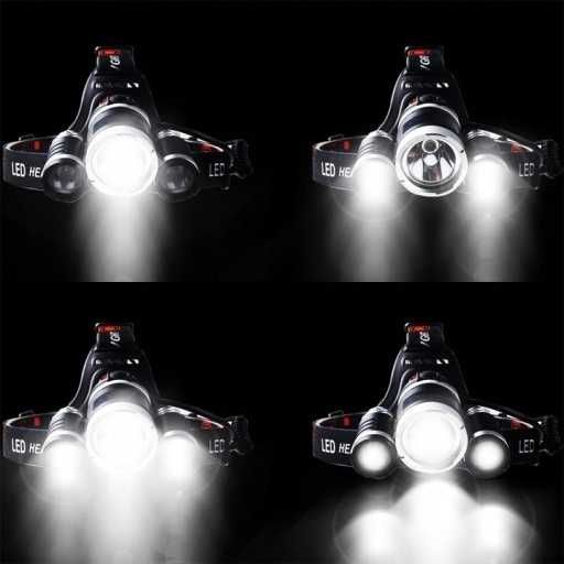 PROFESJONALNA LATARKA CZOŁOWA 3xLED czołówka na głowę akumulatorowa