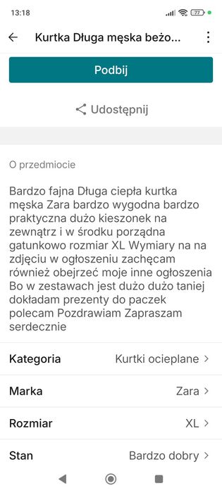 Kurtka Długa męska parka ocieplana ciepła na zimę płaszcz beżowy