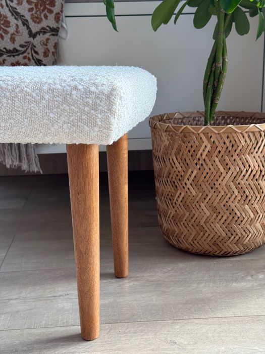 Boho podnóżek, taboret, puf, tkanina boucle