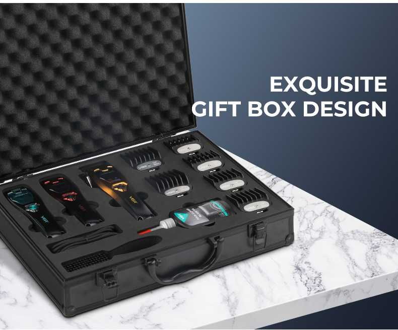 Акумуляторна машинка для стрижки VGR V-668 8000-11000RPM 6 насадок LED