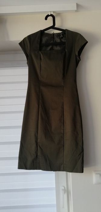 Sukienka elegancka, biurowa, khaki, HM, 36