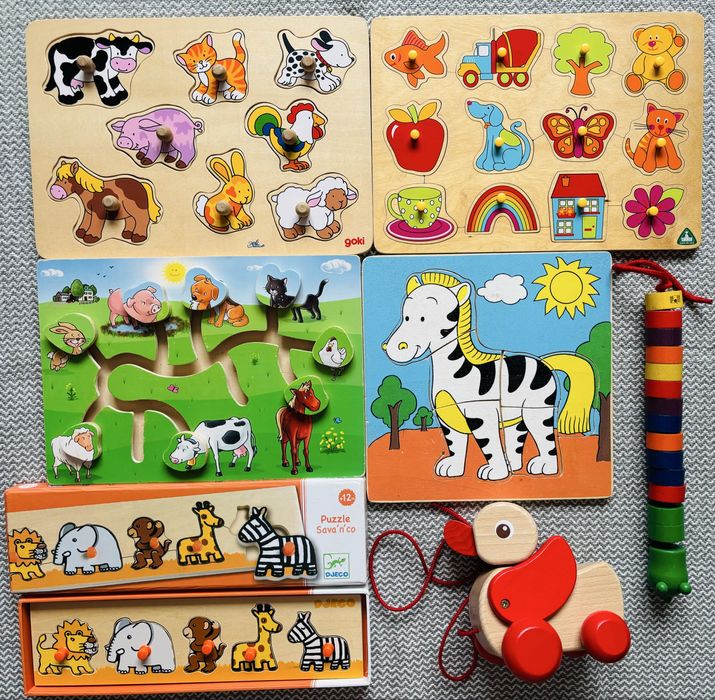Goki Elc Германия Розвиваючі пазли форми звірі вкладиші Монтессорі