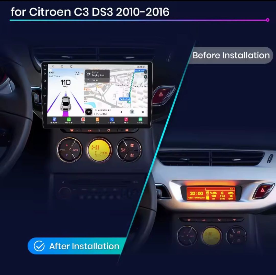 Rádio Android Citroen C3 e DS3 II Carplay GPS wifi 2/32GB NOVO