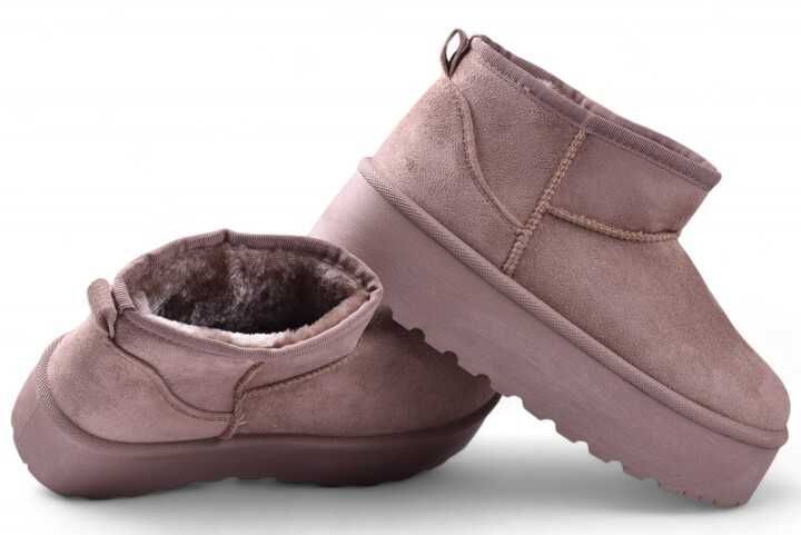 Śniegowce ocieplane Damskie Mukluki EMU na platformie beżowe r.36