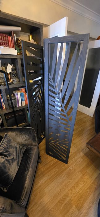 Biombo giro de Madeira cinza escuro