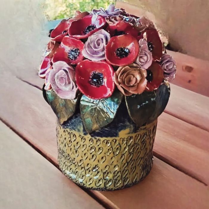 Ceramiczne kwiaty flowerbox ręcznie robione