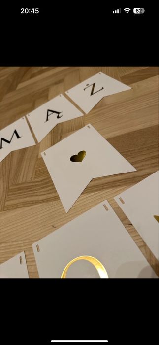 Baner girlanda ślub wesele mąż żona biała złote napisy