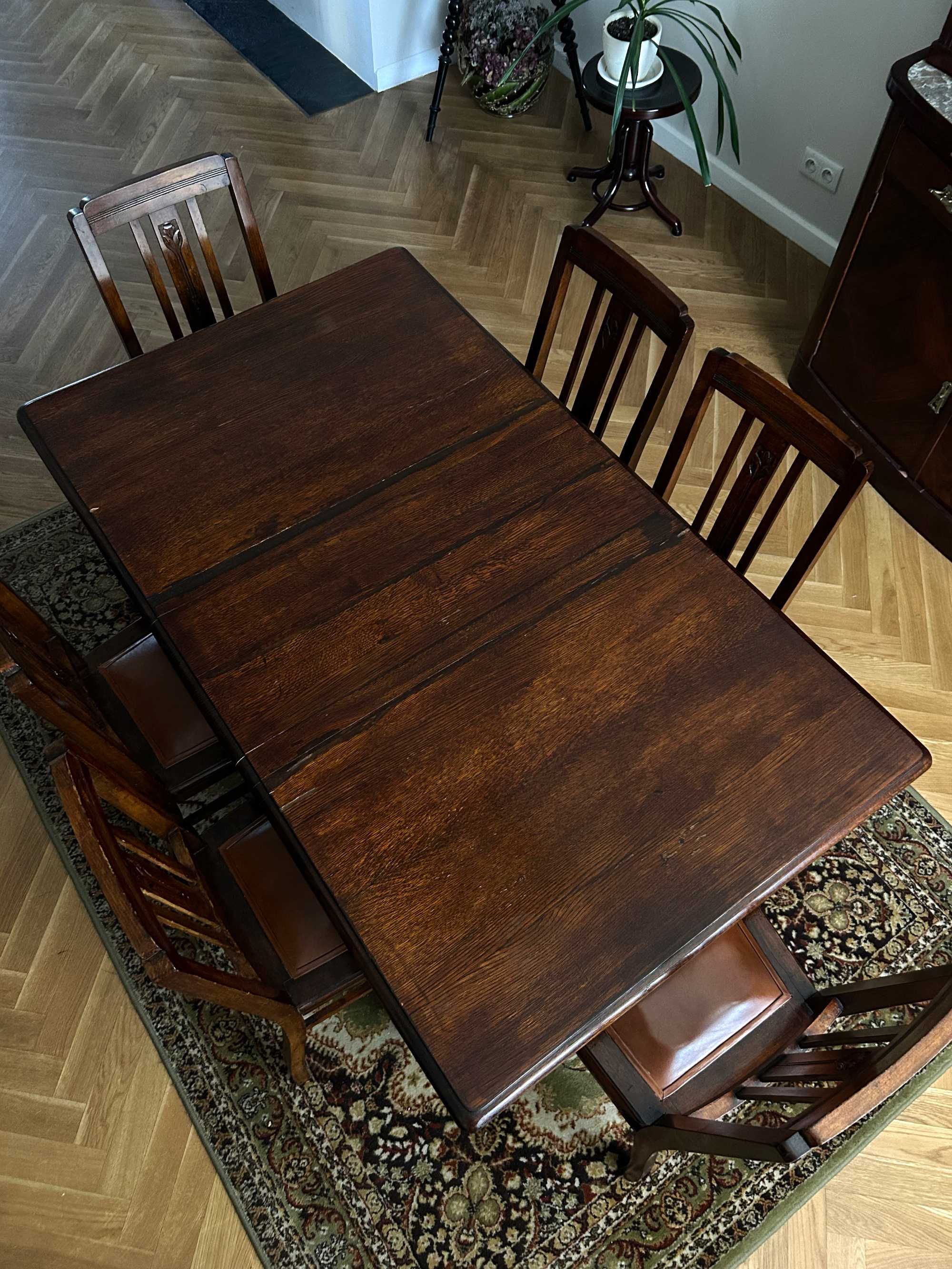 Piękny drewniany stół z lat XX, antyk