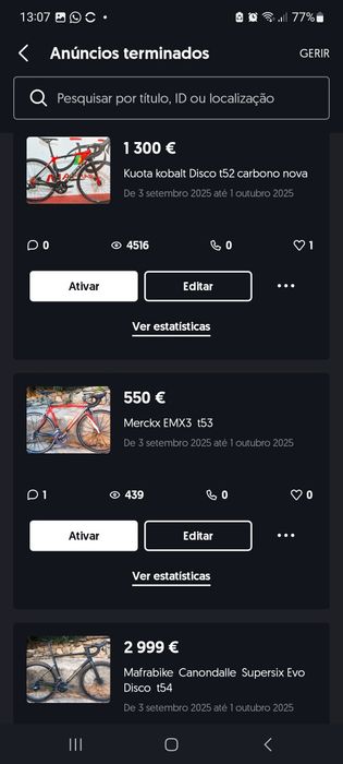 Bicicletas carbono estrada oportunidades