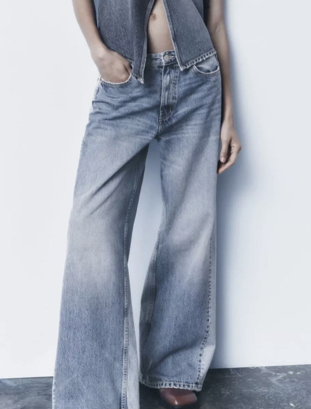 Нова модель трендових широких джинс Zara mid-rise wide-leg. Круті