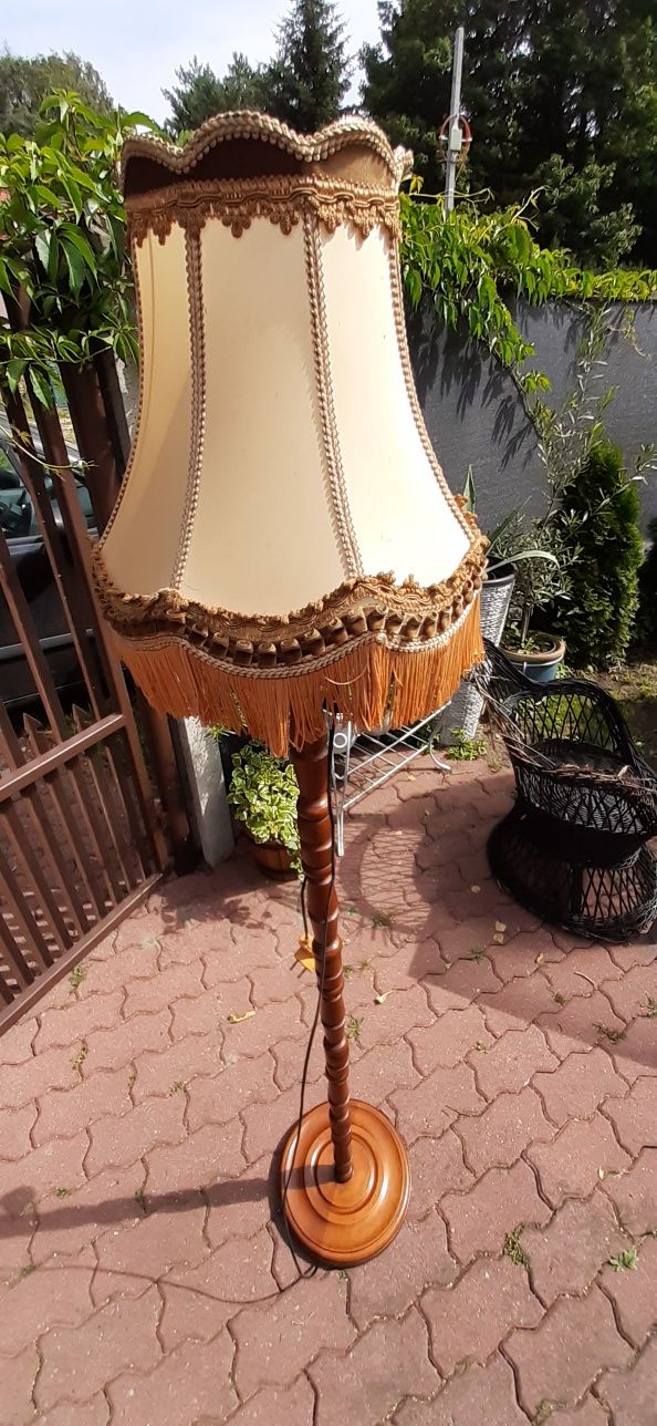 Lampa stojąca z abażurem retro vintage prl