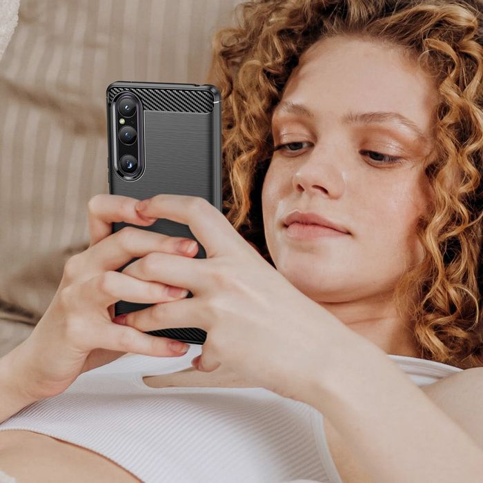 Carbon Case etui do Sony Xperia 1 V elastyczny silikonowy czarny