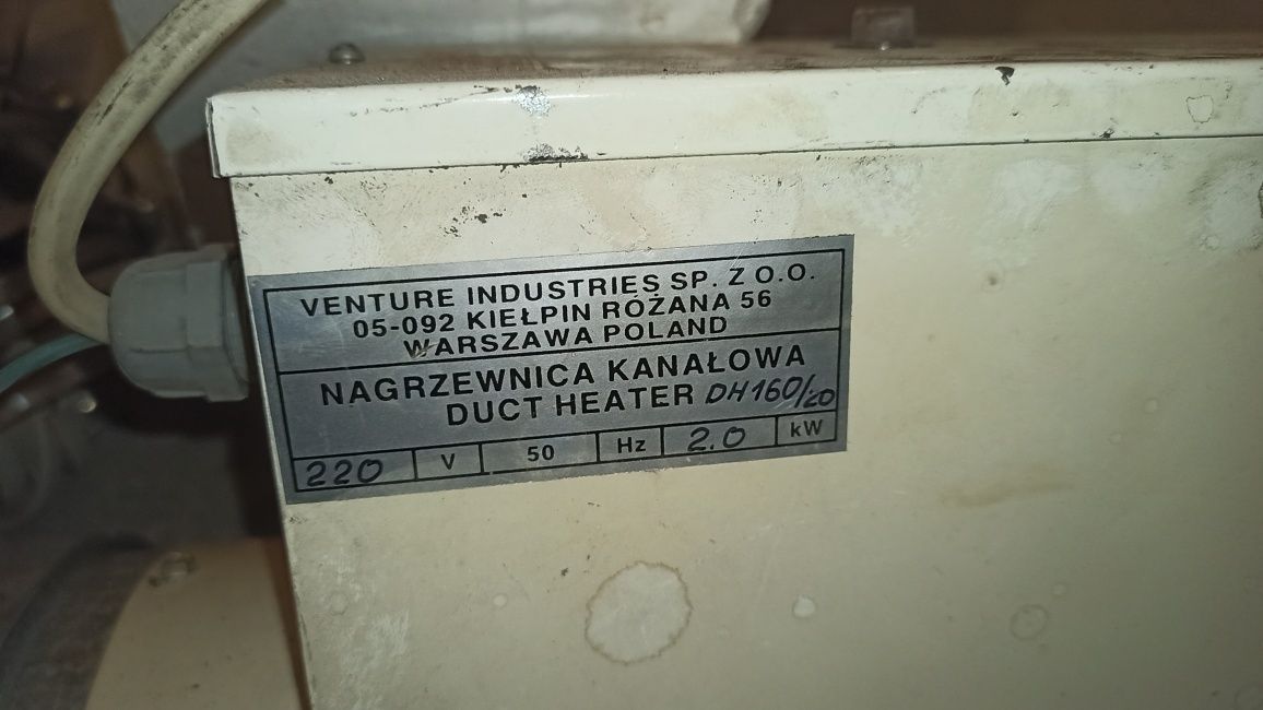 Nagrzewnica kanałowa 2 kW