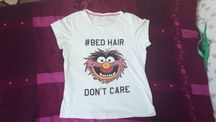 Biały t-shirt koszulka Bad Hair Day L/XL