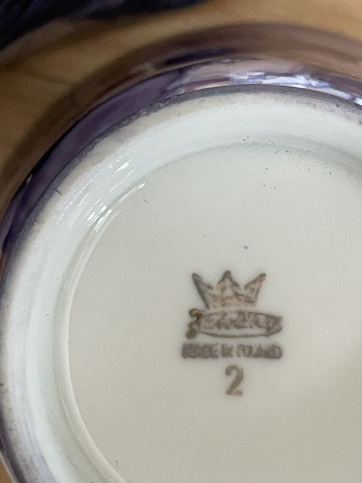 Chodzież zestaw komplet ceramiki do kawy herbaty niebieski złocony PRL