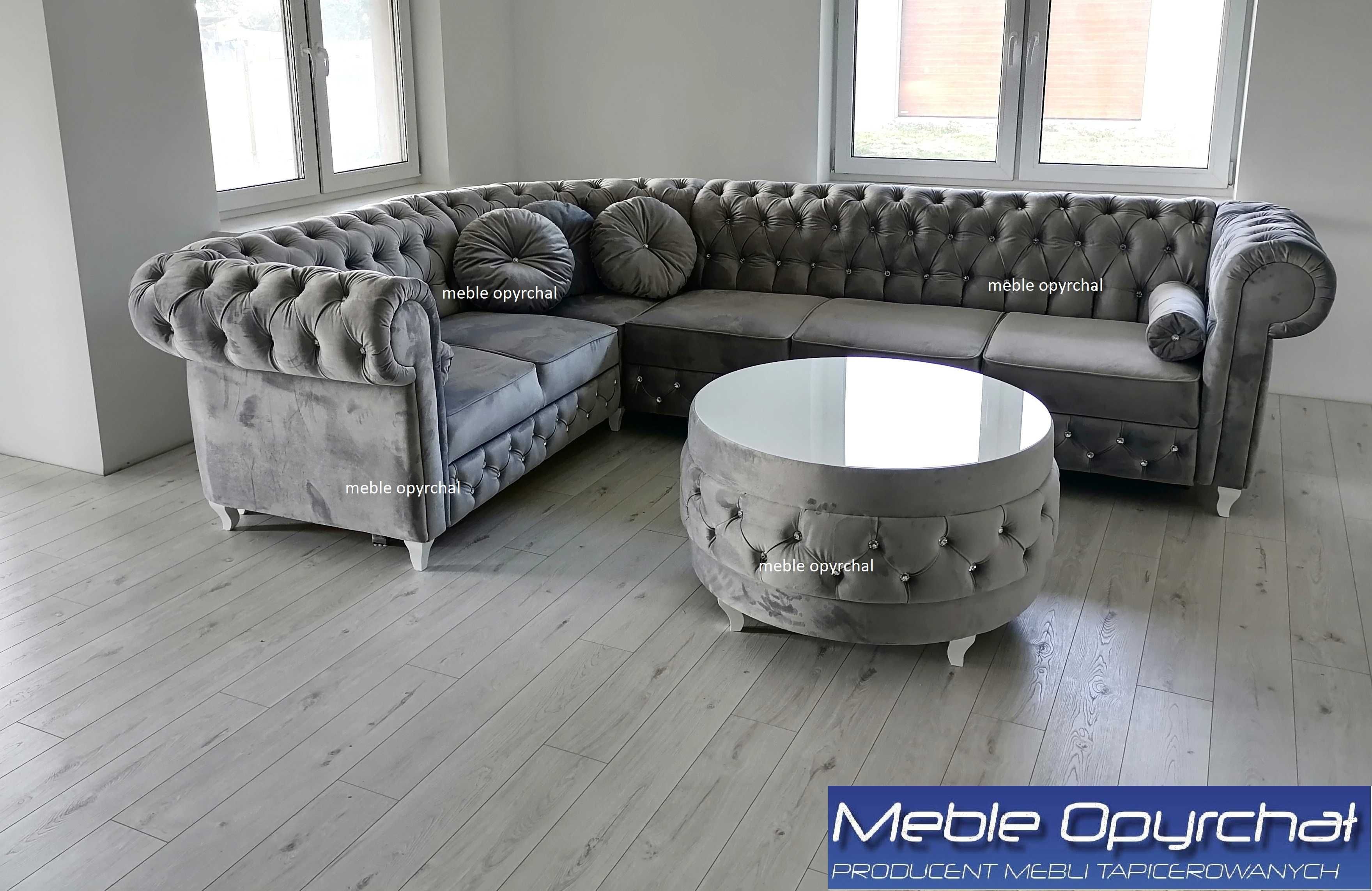 PRODUCENT Naroznik chesterfield glamour kryształki NR.8