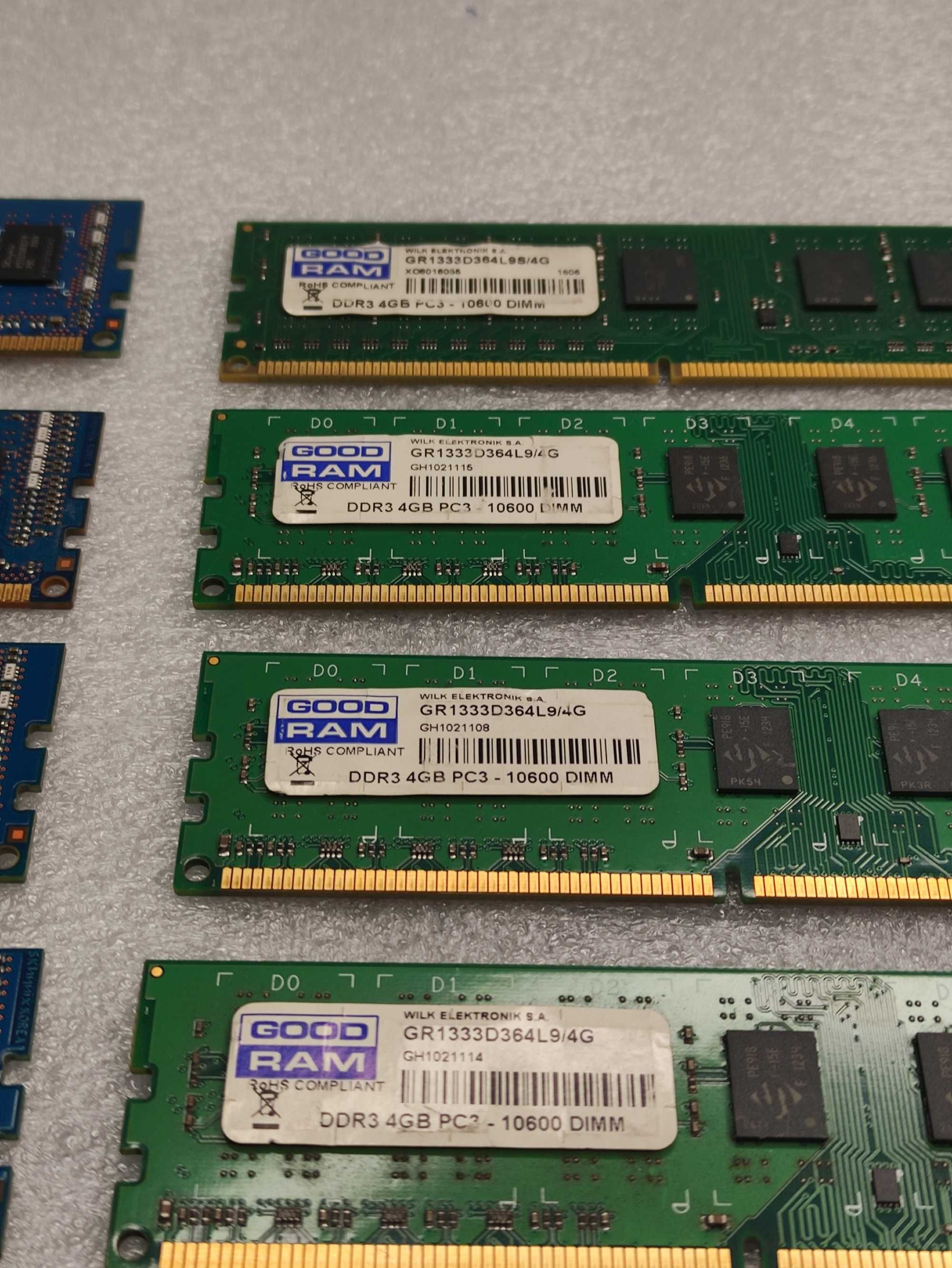 2 zestawy po 4 sztuki RAM DDR3 4GB