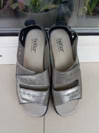 Srebrne skórzane buty sandały Hotter, rozmiar 4,5