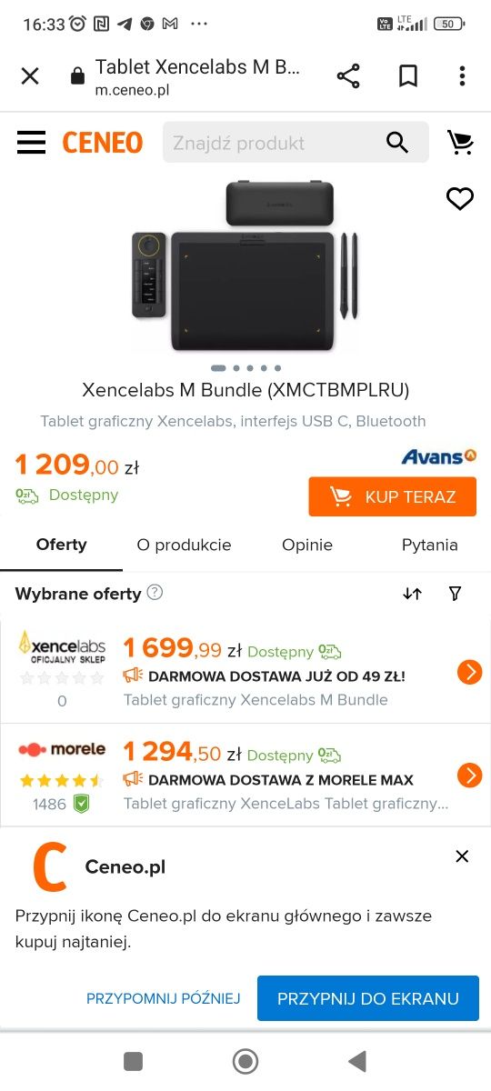 Tablet graficzny xencelans M bundle