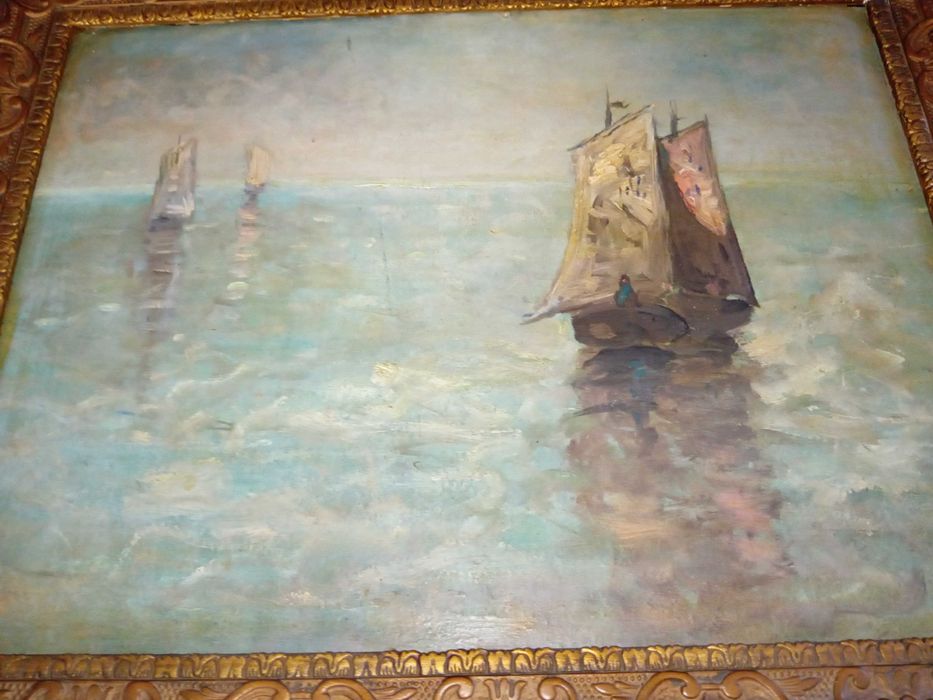 Marynistyka obraz olejny piekny i bardzo stary