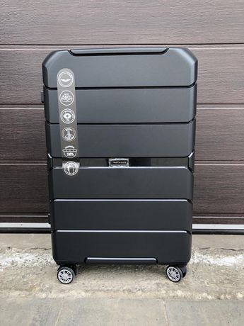 Дорожний чемодан валіза Полипропилен Нові wings на 8 колес