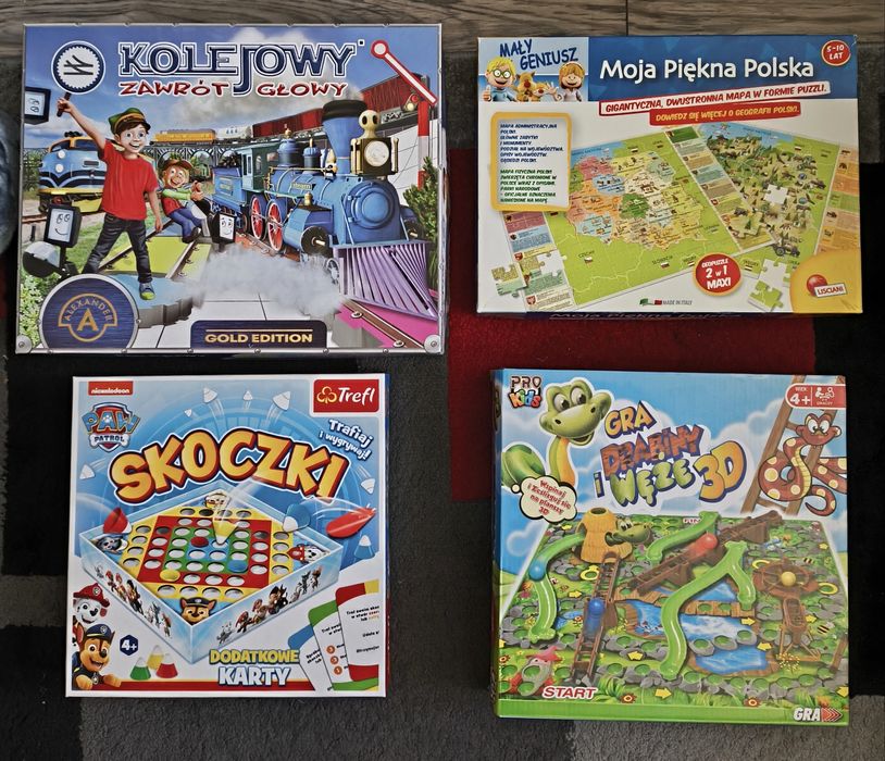 5 szt. Zestaw gry planszowe Kolejowy zawrót głowy Skoczki Puzzle 2w1