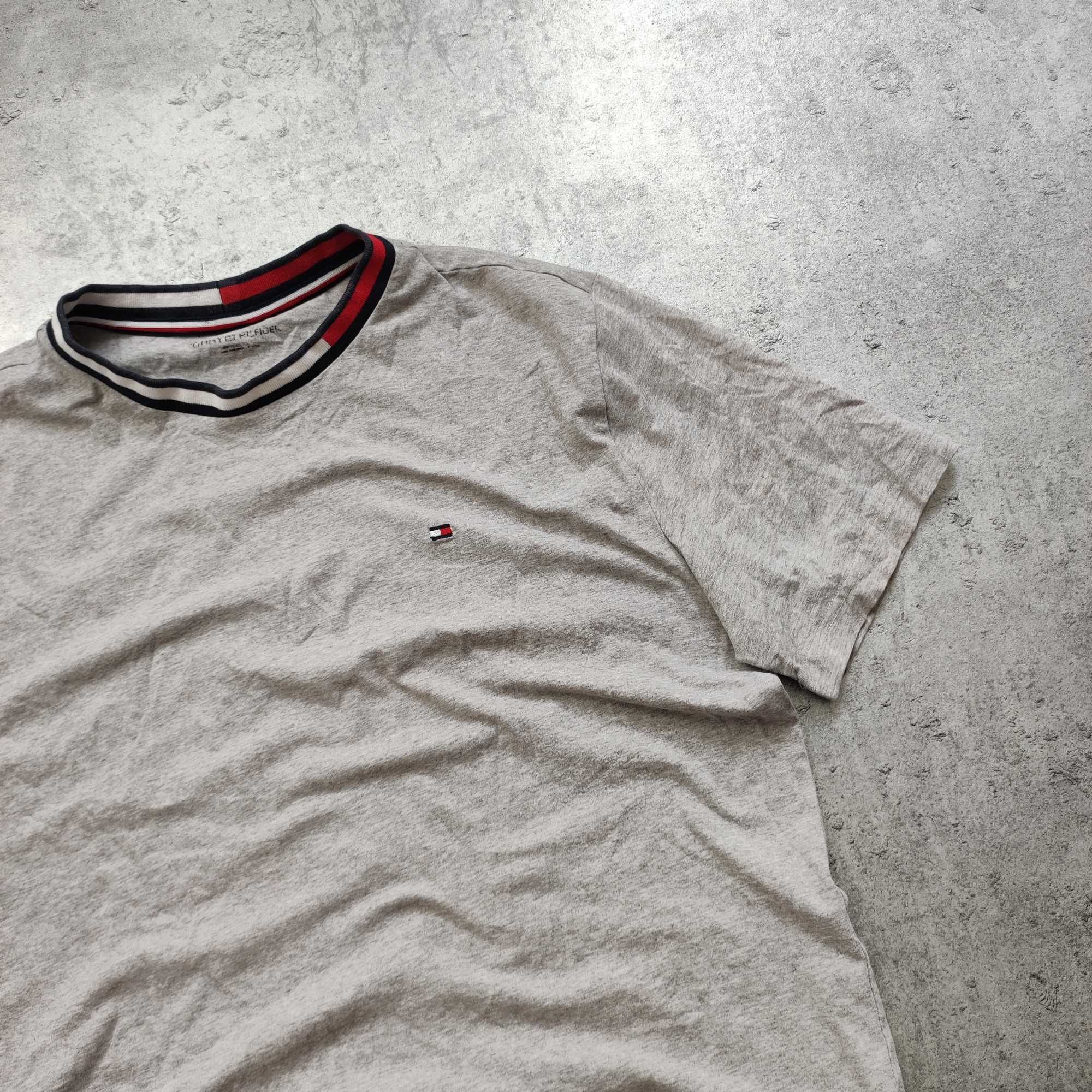 MĘSKA Koszulka Bawełna PREMIUM Logo Kołnierzyk Tommy Hilfiger Casual