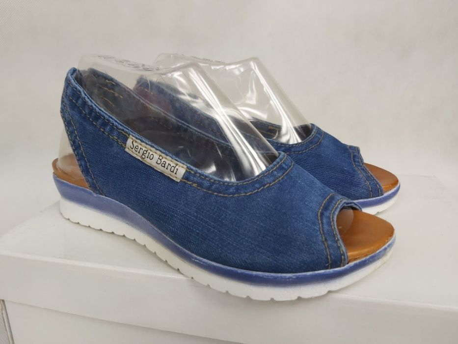Sandały SERGIO BARDI jeansowe dżins niebieskie 37 platforma