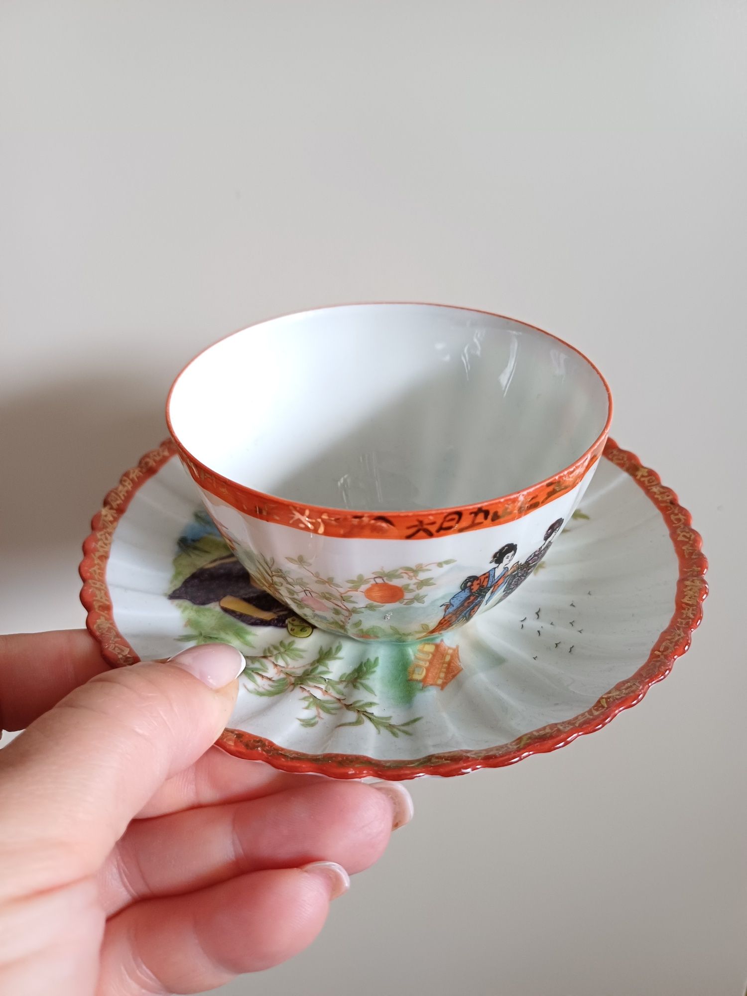 Echt tuppack japan bunt porcelana geisze chiny filiżanka