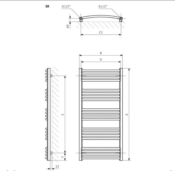 Grzejnik łazienkowy Terma Lena - 900 x 686 (WGLEN090068)