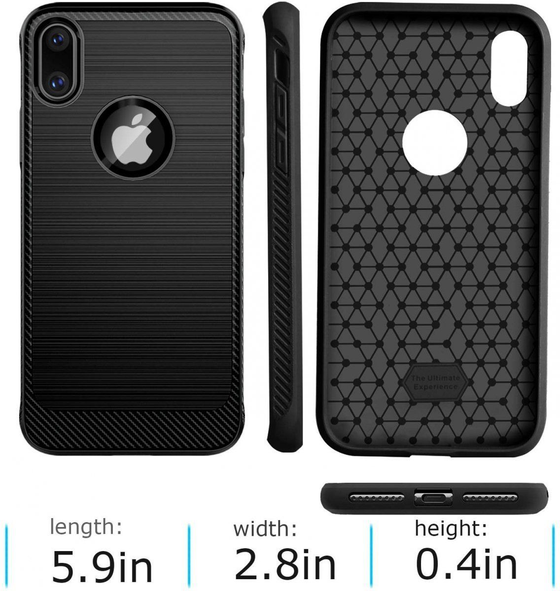 Pedea Tpucarbon Mocne Etui Case Iphone X/Xs + Szkło Hartowane